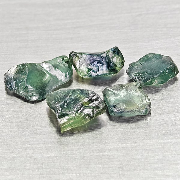 Natural Unheated Greenish Blue Sapphire 3.16 Ct. 5 Pcs Rough Shape Gemstones From Madagascar (1 of 3)