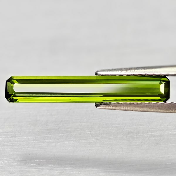 Natural Green Tourmaline 1.45 Ct. VVS Octagon Shape 19.5 x 2.6 Mm. Unheated Gemstone From Nigeria (1 of 3)