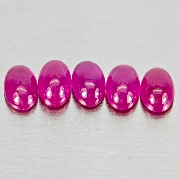 Natural Pink Red Jonson Ruby 3.80 Ct. 5 Pcs Oval Cabochon Shape 5.1 x 3 Mm Gemstones From Mozambique (1 of 3)