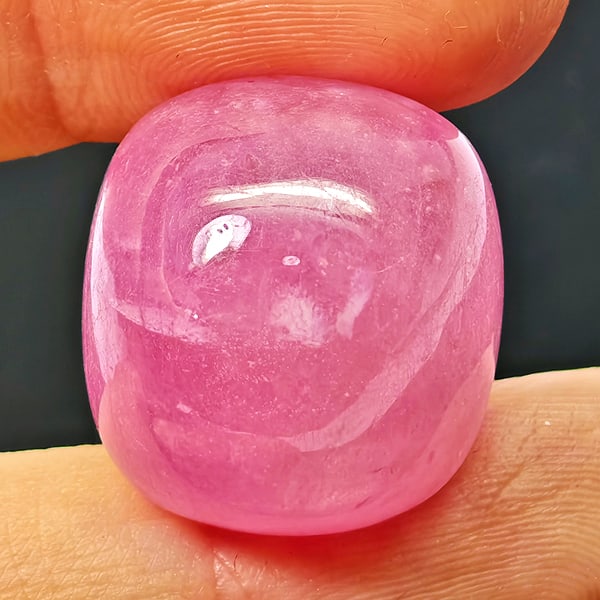 Natural Pink Red Ruby 42.15 Ct. Cushion Cabochon Shape 18.7 x 17.2 Mm Gemstone From Madagascar: Product ID: 805935268 Product Name: Natural Ruby Weight: 42.15 CT. Size: 18.7 x 17.2 x 11.7 MM. Shape: Cushion Cabochon Color: Pinkish Red Clarity:Opaque Luster: Good Gems Origin: Madagascar Treatment