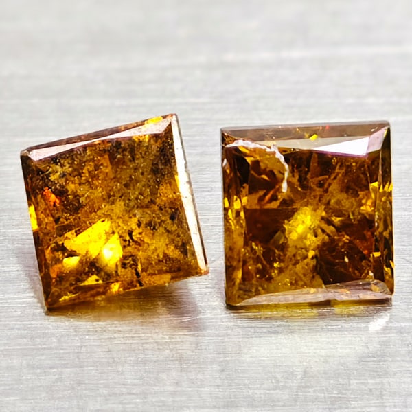 Natural Red Yellow Loose Diamond 0.41 Ct. 2 Pcs. Square Princess Cut 3.1 Mm from Belgium: Product ID: 502100234 Product Name: Natural Enhanced Diamond Weight: 0.41 CT. Size: 3.1 x 3.1 x 2.1 MM. Shape: Square Princess Cut Color: Red Yellow Clarity:SI1 Luster: Good Gems Origin: Belgium Treat