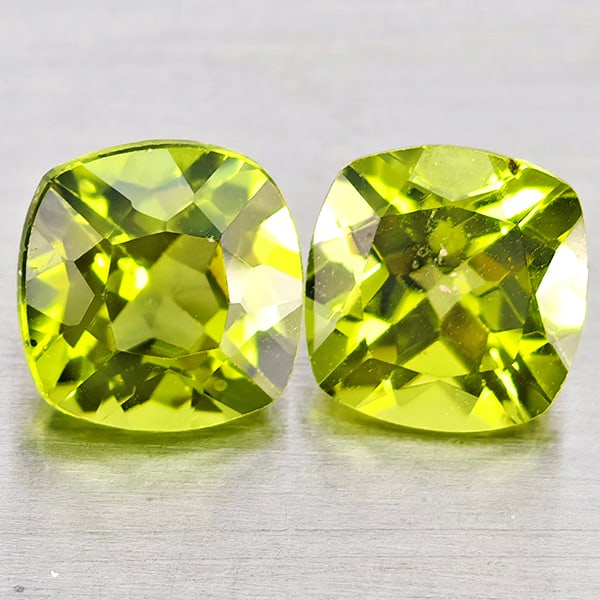 Natural Green Peridot 2.17 Ct. 2 Pcs Cushion Shape 6 Mm Gemstones From Pakistan: Product ID: 805317368 Product Name: Natural Peridot Weight: 2.17 CT. Size: 6 x 6 x 4 MM. Shape: Cushion Shape Color: Green Clarity:VSI Luster: Good Gems Origin: Pakistan Treatment: Unheated Crystal St