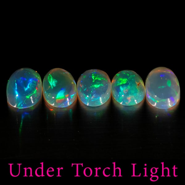Natural Multi Color Opal 1.40 Ct. 5 Pcs Oval Cabochon Shape 6 x 4.1 Mm Gemstones from Ethiopia (1 of 3)