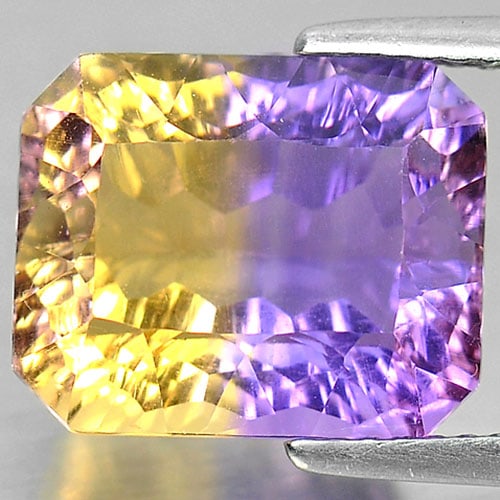 Natural Bi Color Ametrine 7.47 Ct. Clean Octagon Millennium Cut 12.3 x 10.2 Mm. Unheated Gemstone (1 of 3)