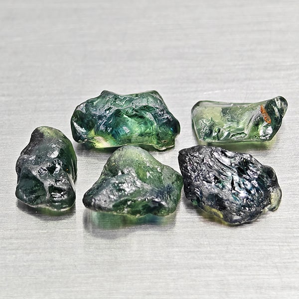 Natural Unheated Greenish Blue Sapphire 4.84 Ct. 5 Pcs Rough Shape Gemstones From Madagascar (1 of 3)