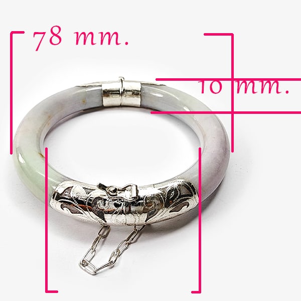 Natural Multi Color Jade Bangle 334.90 Ct. Gemstone Diameter 57 Mm. with Silver (1 of 3)