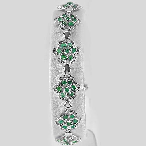 Natural Emerald 925 Sterling Silver Bracelet Jewelry Length 8 Inch. 16.10 Grams (1 of 3)