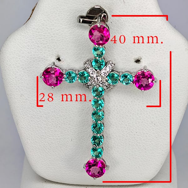 Natural Pink and ParaibaTopaz 925 Sterling Silver Pendant Jewelry 3.10 Grams (1 of 3)