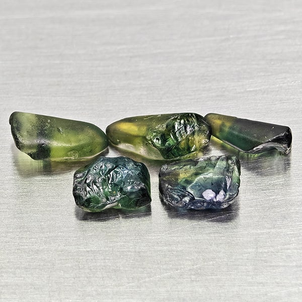 Natural Unheated Greenish Blue Sapphire 3.96 Ct. 5 Pcs Rough Shape Gemstones From Madagascar (1 of 3)