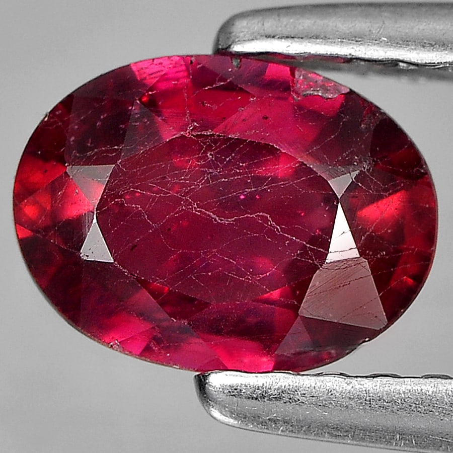 Natural Purplish Red Ruby 1.02 Ct. Oval Shape 7 x 5.3 Mm Gemstone From Madagascar (1 of 3)