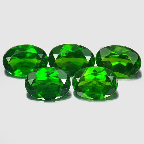 Natural Green Chrome Diopside 4.05 Ct. 5 Pcs. Oval 7 x 5 Mm. Unheated Gemstones (1 of 3)