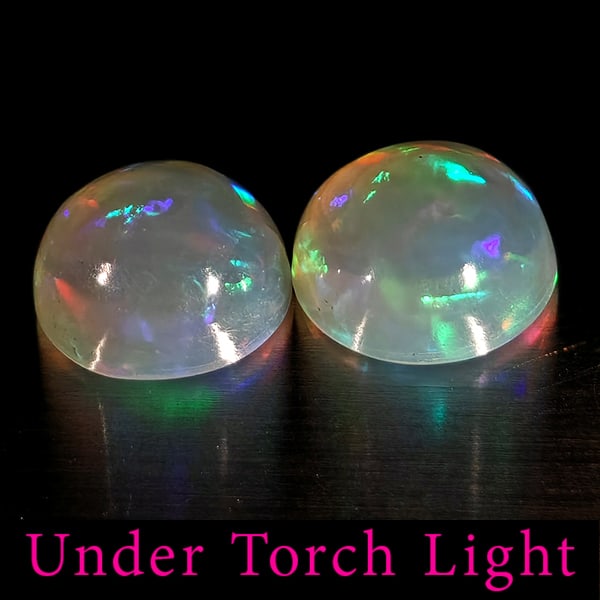 Natural Multi Color Opal 1.93 Ct. 2 Pcs Round Cabochon Shape 7.2 Mm Gemstones From Ethiopia (1 of 3)