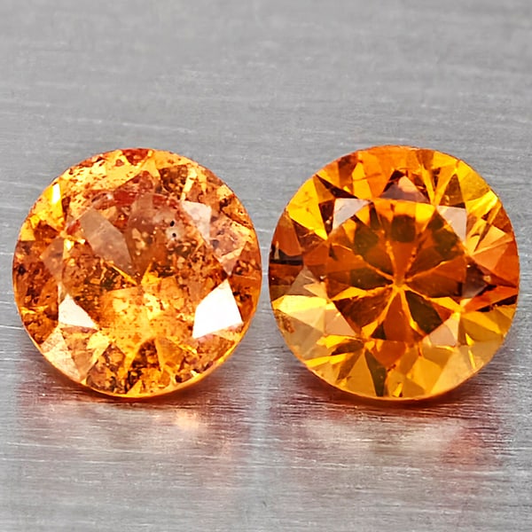 Natural Orange Yellow Sapphire 0.31 Ct. 2 Pcs Round Diamond Cut 3.4 Mm Gemstones From Thailand (1 of 3)