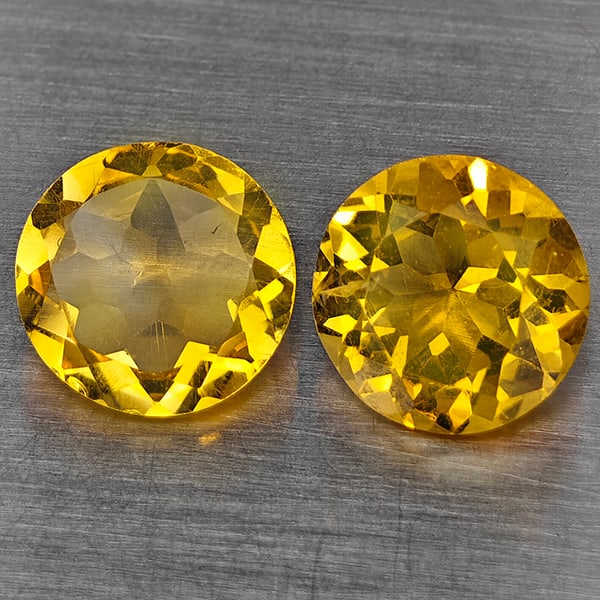 Natural Yellow Citrine 2.74 Ct. 2 Pcs Round Shape 7.8 Mm Gemstone from Brazil: Product ID: 801815513 Product Name: Natural Citrine Weight: 2.74 CT. Size: 7.8 x 7.8 x 3.5 MM. Shape: Round Shape Color: Yellow Clarity:VSI Luster: Good Gems Origin: Brazil Treatment: Unheated Crystal