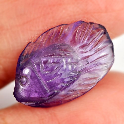 Natural Violet Amethyst  3.66 Ct. Fish Carving Size 16 x 10.4 Mm Gemstone from Brazil (1 of 3)