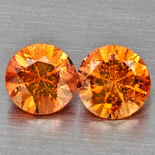 Natural Orange Yellow Sapphire 0.35 Ct. 2 Pcs Round Diamond Cut 3.3 Mm Gemstones From Thailand (1 of 3)