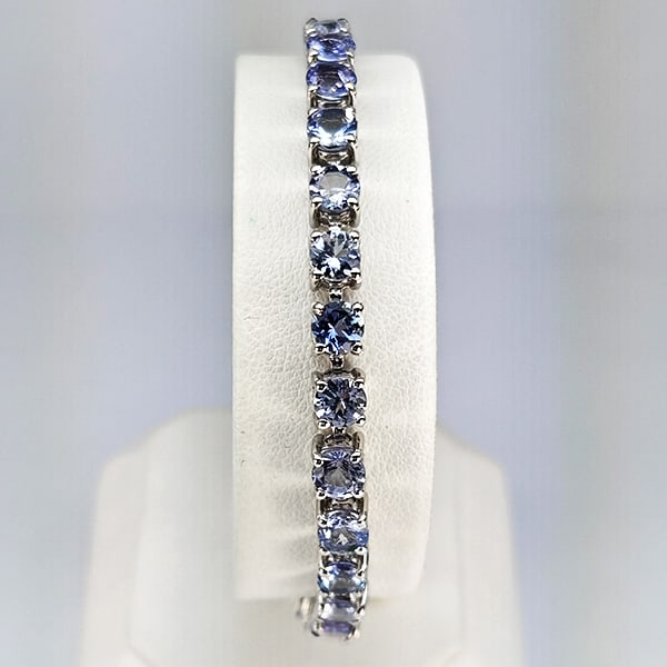 Natural Violetish Blue Tanzanite 952 Sterling Silver Bracelet Jewelry 7.20 Grams Length 10 Inch. (1 of 3)