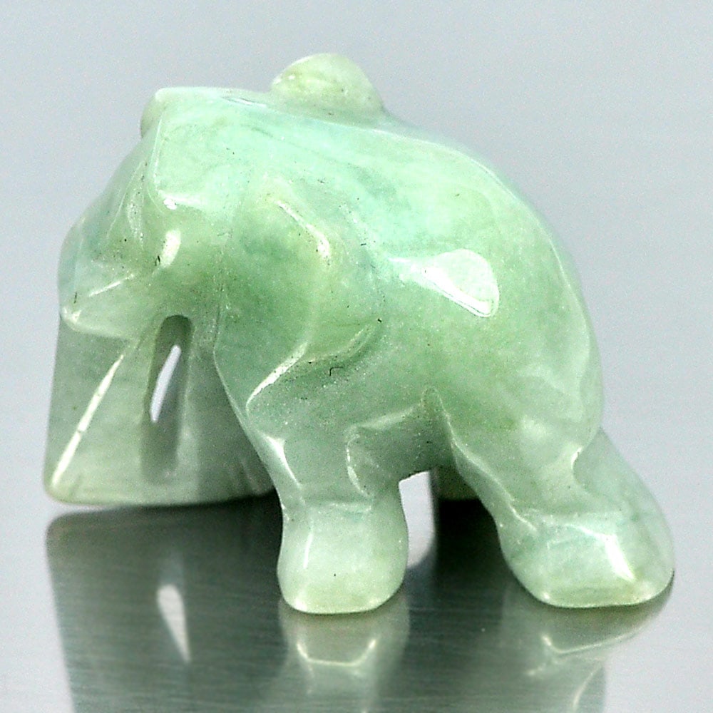 Natural Green Jade 47.84 Ct. Elephant Carving Shape 25 x 19 Mm. Gemstone From Thailand: Product ID: 819812681 Product Name: Natural Jade Weight: 47.84 CT. Size: 25 x 19 x 15 MM. Shape: Elephant Carving Color: Green Clarity:Opaque Luster: Good Gems Origin: Thailand Treatment: Unheated Cry
