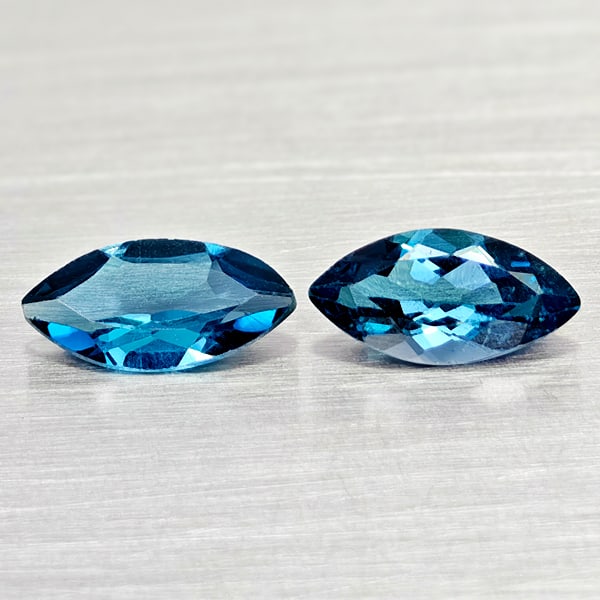 Natural London Blue Topaz 2.20 Ct. 2 Pcs Marquise Shape 9.9 x 4.9 Mm Gemstones From Brazil: Product ID: 807168034 Product Name: Natural Blue Topaz Weight: 2.20 CT. Size: 9.9 x 4.9 x 3.5 MM. Shape: Marquise Shape Color: London Blue Clarity:VSI Luster: Good Gems Origin: Brazil Treatment: Treat