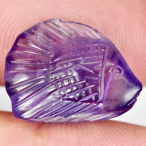 Natural Violet Amethyst 9.70 Ct. Fish Carving Shape 19.1 x 13.9 Mm Gemstone from Brazil (1 of 3)