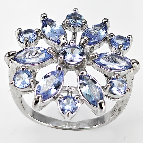 Natural Violetish Blue Tanzanite 925 Sterling Silver Ring Jewelry 6.00 Grams Size 7 (1 of 3)