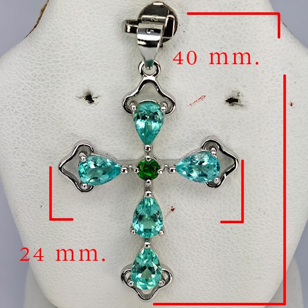 Natural Paraiba Color Apatite 925 Sterling Silver Pendant Jewelry 2.58 Grams (1 of 3)