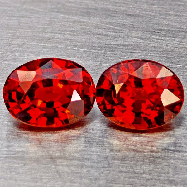 Natural Orangish Red Spessartine Garnet 1.57 Ct. 2Pcs Oval Shape 6.9 x 4.6 Mm Gemstones From Namibia (1 of 3)