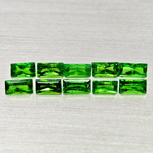 Natural Green Tsavorite Garnet 1.21 Ct. 10 Pcs Baguette Shape Gemstones From Tanzania (1 of 3)