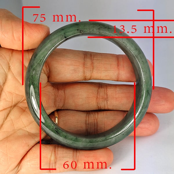 Natural Genuine Mutil Color Jade 301.28 Ct. Bangle Round Diameter 75 x 60 Mm Gemstone from Thailand: Product ID: 819816042 Product Name: Natural Gemstones Weight: 301.28 CT. Size: 75 x 60 x 13.5 MM. Shape: Round Color: Multi-Color Clarity:Opaque Luster: Good Gems Origin: Thailand Treatment: Unheated 