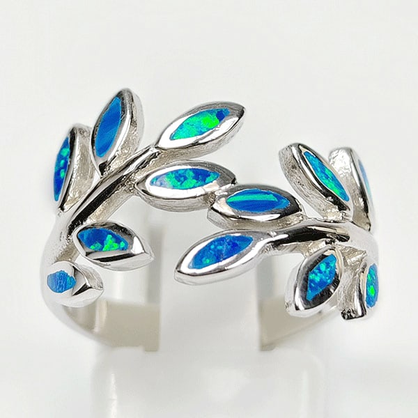 925 Sterling Silver Ring Jewelry with Multi Color Blue Created Opal 3.22 Grams Size 8 (1 of 3)