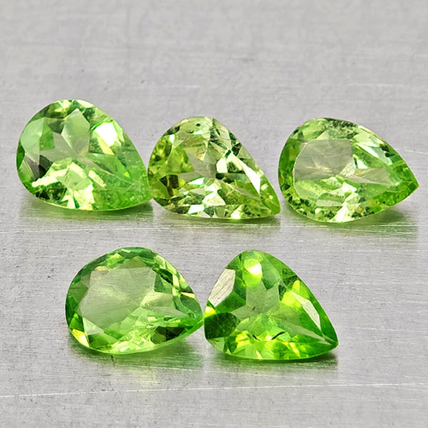 Natural Green Tsavorite Garnet 1.29 Ct. 5 Pcs Pear Shape Gemstones From Tanzania (1 of 3)