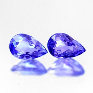 Natural Violetish Blue Tanzanite 1.07 Ct. 2 Pcs. Pear Shape 6.2 x 4.1 Mm. Gemstone From Tanzania (1 of 3)