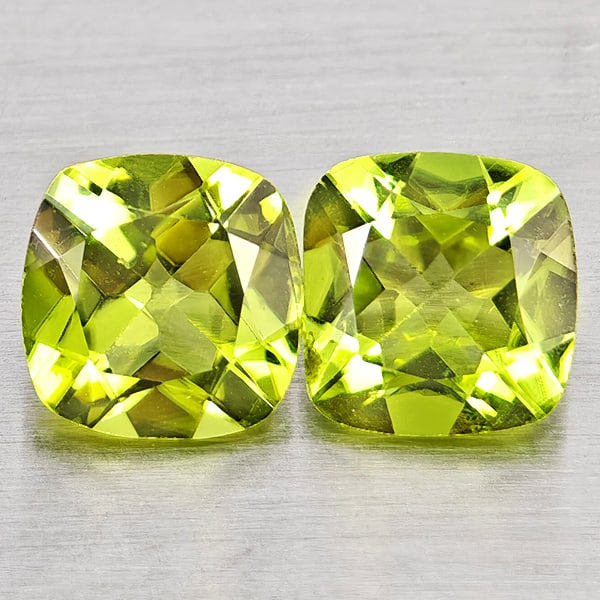 Natural Green Peridot 1.74 Ct. 2Pcs Cushion Shape 6 Mm Gemstones From Pakistan: Product ID: 805317399 Product Name: Natural Peridot Weight: 1.74 CT. Size: 6 x 5.8 x 3.7 MM. Shape: Cushion Shape Color: Green Clarity:VSI - SI1 Luster: Good Gems Origin: Pakistan Treatment: Unheated
