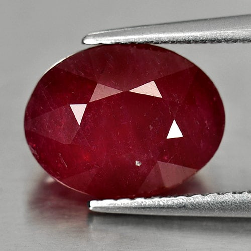 Natural Purplish Red Ruby 4.42 Ct. Oval Shape 10.7 x 8.3 Mm. Gemstone From Madagascar (1 of 3)