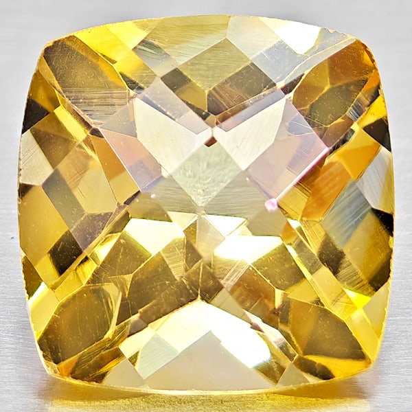 Natural Yellow Citrine 4.00 Ct. Cushion Checkerboard 10 x 10 Mm. Gemstone From Brazil: Product ID: 801815274 Product Name: Natural Citrine Weight: 4.00 CT. Size: 10 x 10 x 7.1 MM. Shape: Cushion Checkerboard Color: Yellow Clarity:VSI Luster: Good Gems Origin: Brazil Treatment: Unheated