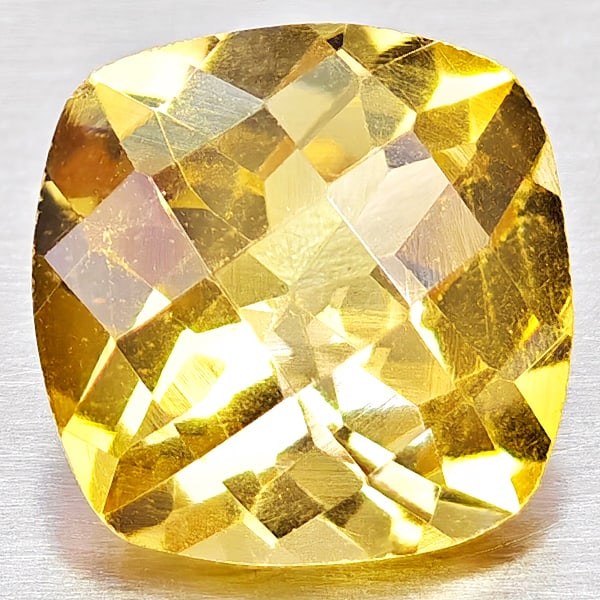 Natural Yellow Citrine 1.87 Ct. Cushion Checkerboard Cut 8.1 x 8.1 Mm Gemstone From Brazil: Product ID: 801815307 Product Name: Natural Citrine Weight: 1.87 CT. Size: 8.1 x 8.1 x 5.3 MM. Shape: Cushion Checkerboard Cut Color: Yellow Clarity:VVS - VSI Luster: Good Gems Origin: Brazil Treatmen