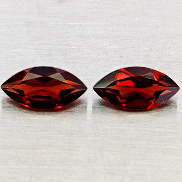 Natural Orangish Red Garnet 2.51 Ct. 2Pcs Marquise Shape 5 x 10 Mm Gemstones From Tanzania (1 of 3)