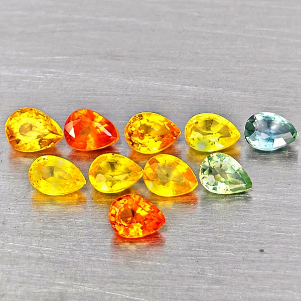 Natural Fancy Color Sapphire 1.72 Ct. 10 Pcs Pear Shape Gemstones From Tanzania: Product ID: 806162736 Product Name: Natural Fancy Color Sapphire Weight: 1.72 CT. Size: 4 x 2.8 x 2 MM. Shape: Pear Shape Color: Fancy Color Clarity:VVS - VSI Luster: Very Good Gems Origin: Tanzania T