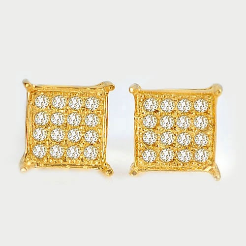 Natural White Loose Diamond 10K Yellow Gold Earring 0.97 Grams (1 of 3)