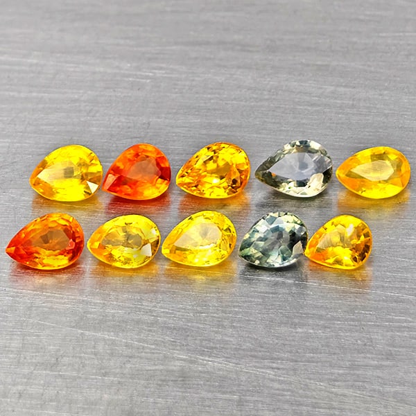 Natural Fancy Color Sapphire 1.73 Ct. 10 Pcs Pear Shape Gemstones From Tanzania: Product ID: 806162738 Product Name: Natural Fancy Color Sapphire Weight: 1.73 CT. Size: 4 x 3 x 1.8 to 3.7 x 2.9 x 1.6 MM. Shape: Pear Shape Color: Fancy Color Clarity:VVS - VSI Luster: Very Good Gems