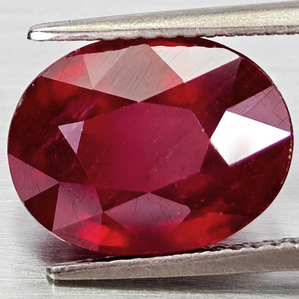 Natural Red Ruby 6.87 Ct. Oval Shape 12.5 x 9.6 Mm Gemstone From Madagascar (1 of 3)