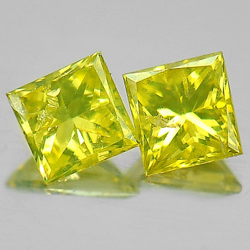 Natural Yellow Diamond 0.18 Ct. 2 Pcs Square Princess Cut 2.4 Mm From Belgium: Product ID: 802103730 Product Name: Natural Enhanced Diamond Weight: 0.18 CT. Size: 2.4 x 2.4 x 1.7 MM. Shape: Square Princess Cut Color: Yellow Clarity:SI1 Luster: Good Gems Origin: Belgium Treatment