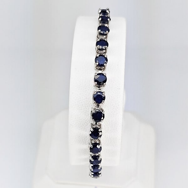 Natural Blue Sapphire 952 Sterling Silver Bracelet Jewelry 6.64 Grams Length 10 Inch. (1 of 3)