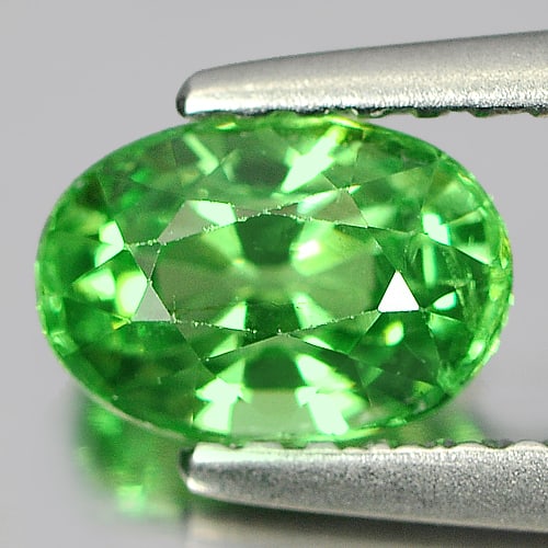 Certified Natural Green Tsavorite Garnet 1.16 Ct. Oval Shape 6.99 x 4.84 Mm. Gemstone From Tanzania (1 of 4)
