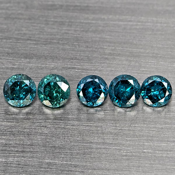 Natural Blue Loose Diamond 0.45 Ct. 5 Pcs Round Diamond Cut 2.8 Mm: Product ID: 502100564 Product Name: Natural Natural Diamond Weight: 0.45 CT. Size: 2.8 x 2.8 x 1.8 MM. Shape: Round Diamond Cut Color: Blue Clarity:SI1 Luster: Good Gems Origin: Belgium Treatment: Tre
