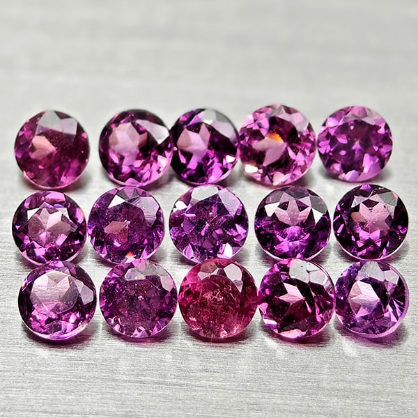 Natural Purplish Pink Rhodolite Garnet 1.40 Ct. 15 Pcs Round Shape 2.6 Mm Gemstones from Madagascar (1 of 3)