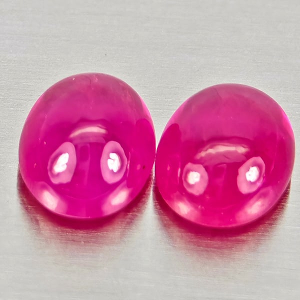 Natural Pink Red Jonson Ruby 1.28 Ct. 2 Pcs Oval Cabochon Shape 5.2 x 4.2 Mm Gemstones From: Product ID: 805935694 Product Name: Natural Ruby Weight: 1.28 CT. Size: 5.2 x 4.2 x 2.2 MM. Shape: Oval Cabochon Color: Pink Red Clarity:Semi - Transparent Luster: Good Gems Origin: Mozambique Treatme
