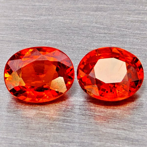 Natural Orange Red Spessartine Garnet 1.31 Ct. 2 Pcs Oval Shape 5.5 x 4.6 Mm Gemstones Namibia: Product ID: 802937144 Product Name: Natural Garnet Weight: 1.31 CT. Size: 5.5 x 4.6 x 3.1 MM. Shape: Oval Color: Orange Red Clarity:VVS Luster: Good Gems Origin: Namibia Treatment: Unheated Crystal St