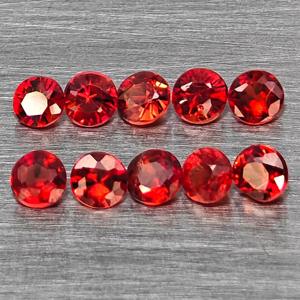 Natural Orangish Red Songea Sapphire 0.63 Ct. 10 Pcs Round Diamond Cut 2 Mm Gemstones From Tanzania: Product ID: 806162828 Product Name: Natural Red Sapphire Weight: 0.63 CT. Size: 2 x 2 x 1.2 MM. Shape: Round Diamond Cut Color: Orangish Red Clarity:SI1 Luster: Good Gems Origin: Tanzania Treatment: H