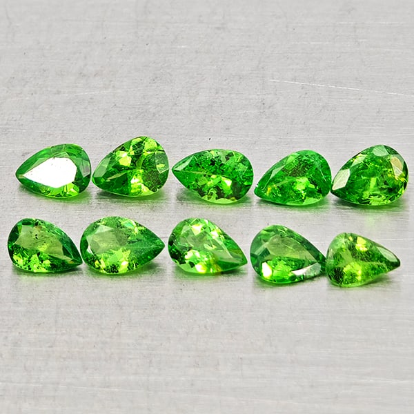 Natural Green Tsavorite Garnet 1.31 Ct.10 Pcs Pear Shape Gemstones from Tanzania (1 of 3)
